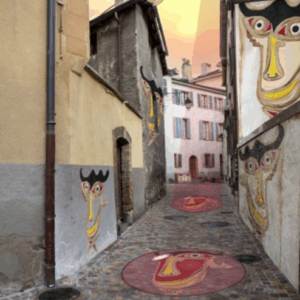 Ruelle </br>Gaggiographie avec une</br>Oeuvre de L. Debons