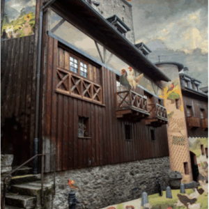 Maison en bois </br>Gaggiographie avec une</br>Oeuvre de D.Studer