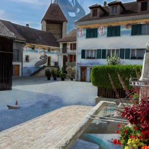 La tour et la fontaine</br>Gaggiographie avec une</br>Oeuvre de Sylvie Forêt